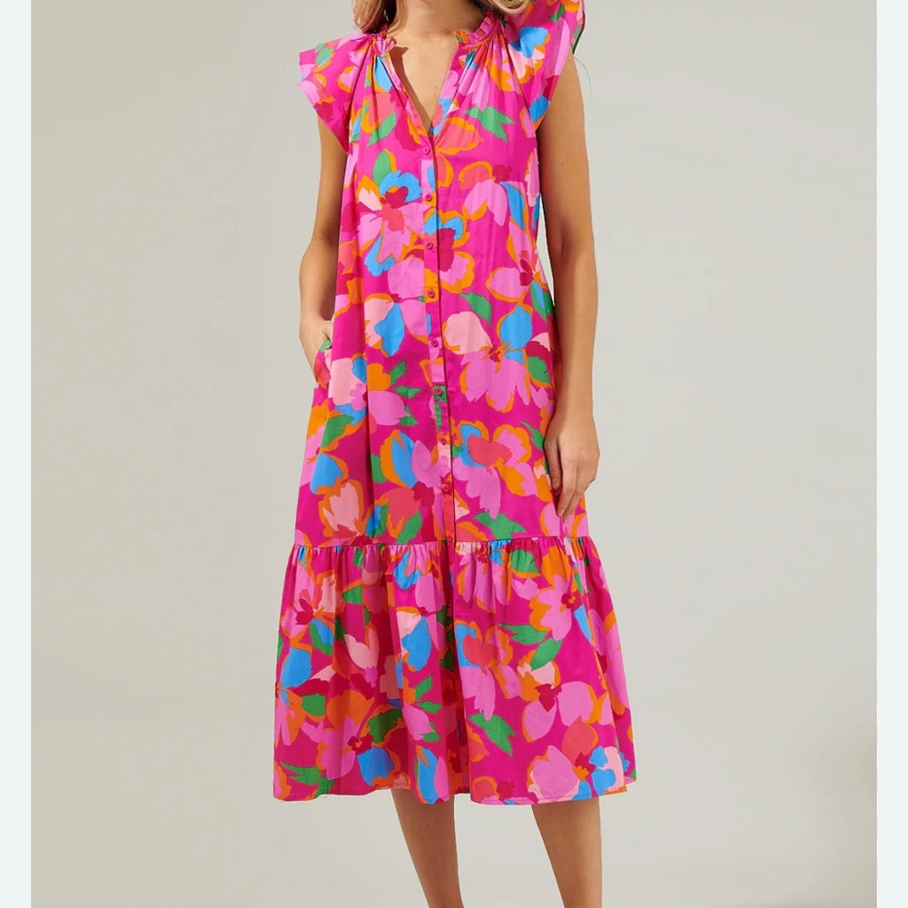 Sugarlips Vibrant Floral Midi Dress